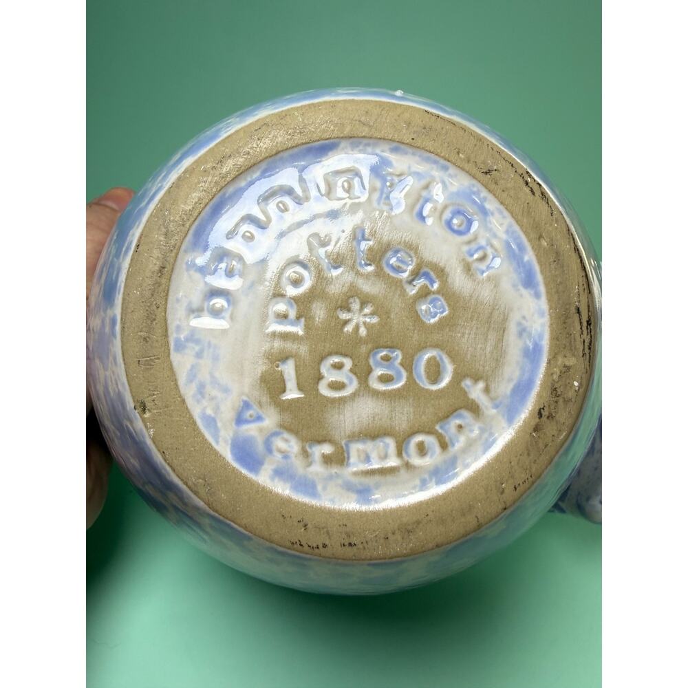 Bennington Potters Mixing Batter Bowl 1880 Pour Spout VT Morning Glory Blue READ - Picture 10 of 11